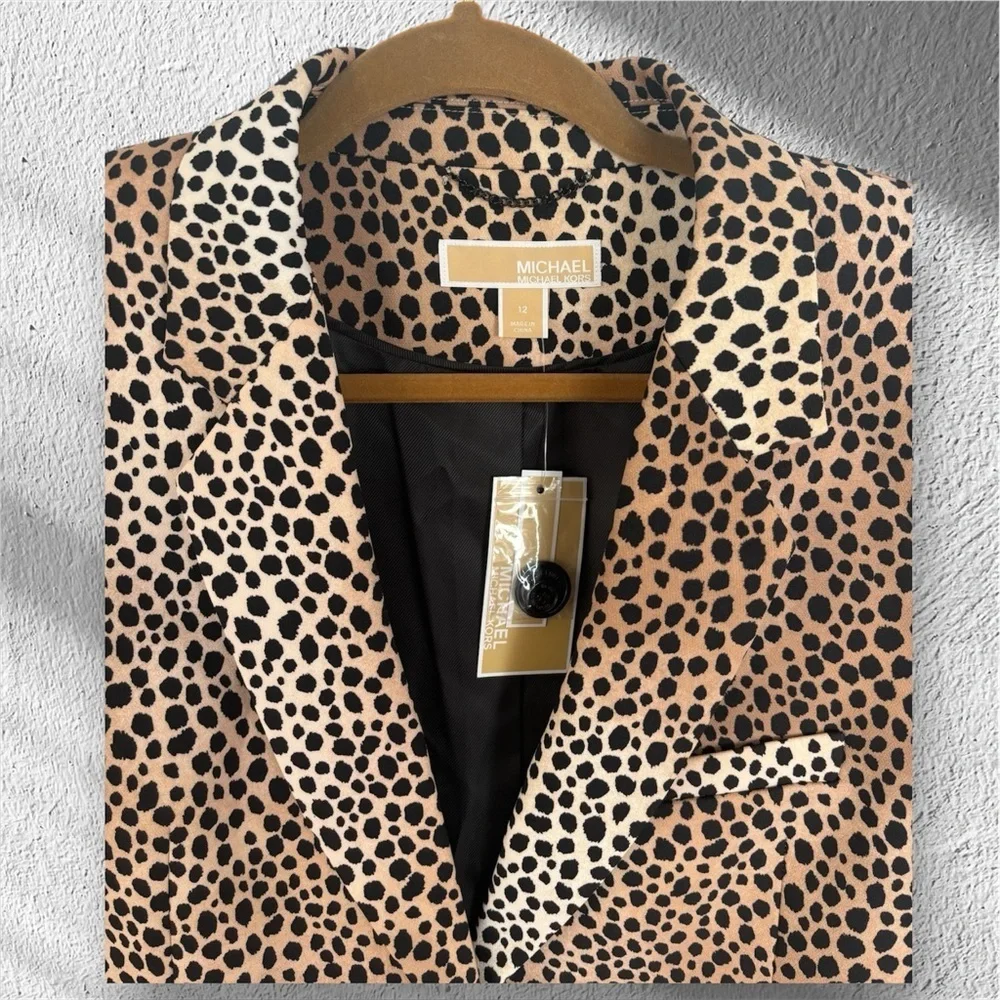 Michael Kors Cheetah Print Stretch Crepe Blazer Size 12